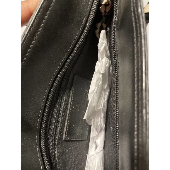 Etienne Aigner Black Leather Shoulder Bag W/ Woven Handles - Picture 5 of 8